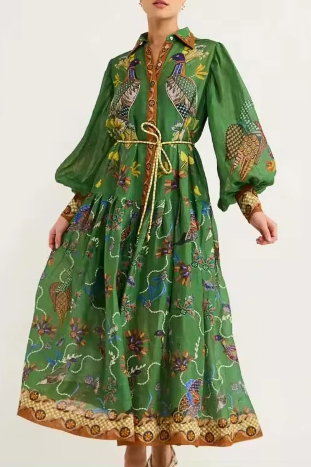 2024 evropské a americké retro šaty s dlouhým rukávem do pasu