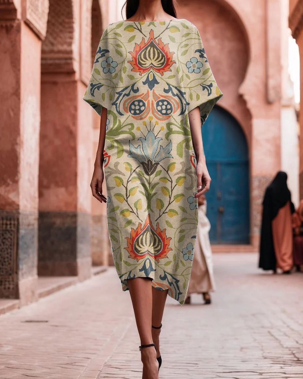 Dámské elegantní volné šaty s potiskem