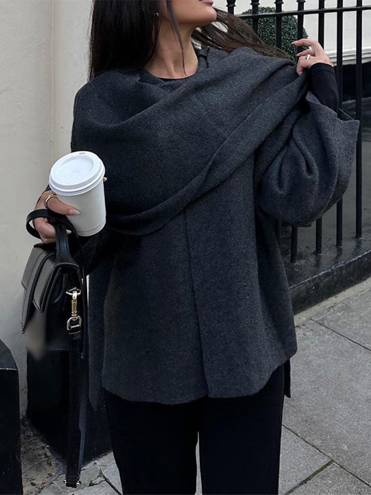 Módní vlněná bunda se šálovým límečkem z roku 2024