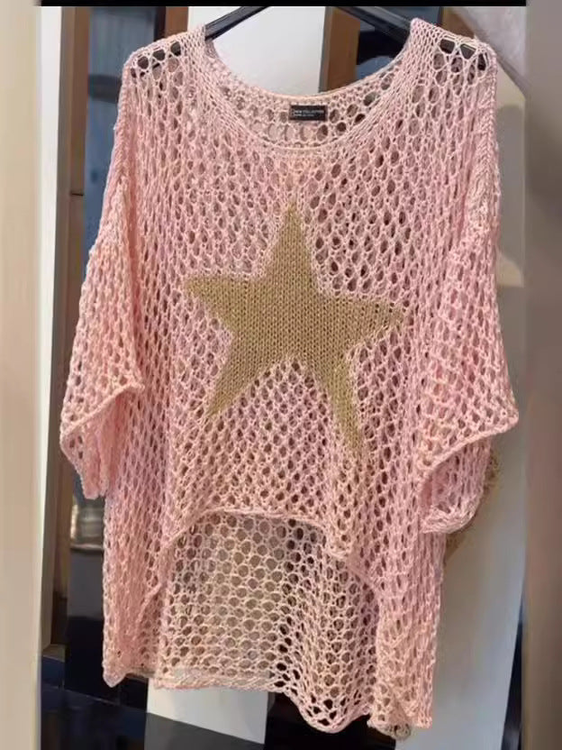 2024 letní pletené elegantní tříčtvrteční rukávy