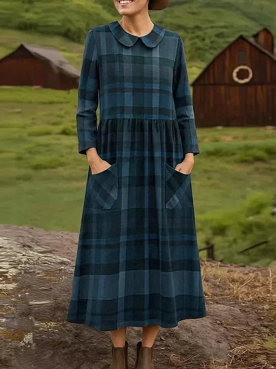 Dámské ležérní volné šaty s kostkovaným potiskem