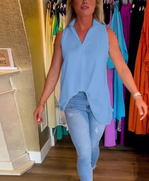 Elegantní plisovaná košile bez rukávů