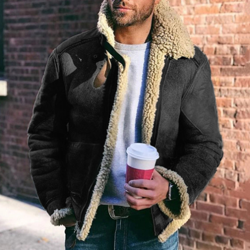 B-3 Pánská bunda Zimní zateplená kožená bunda