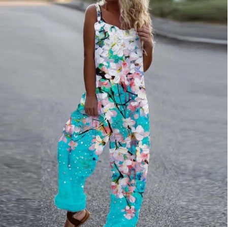 2023 Pohodlný bavlněný overal s potiskem