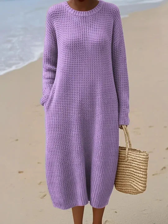 Dámské svetrové šaty s kulatým výstřihem