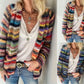 Barevný blokový pletený kardigan pro volný čas