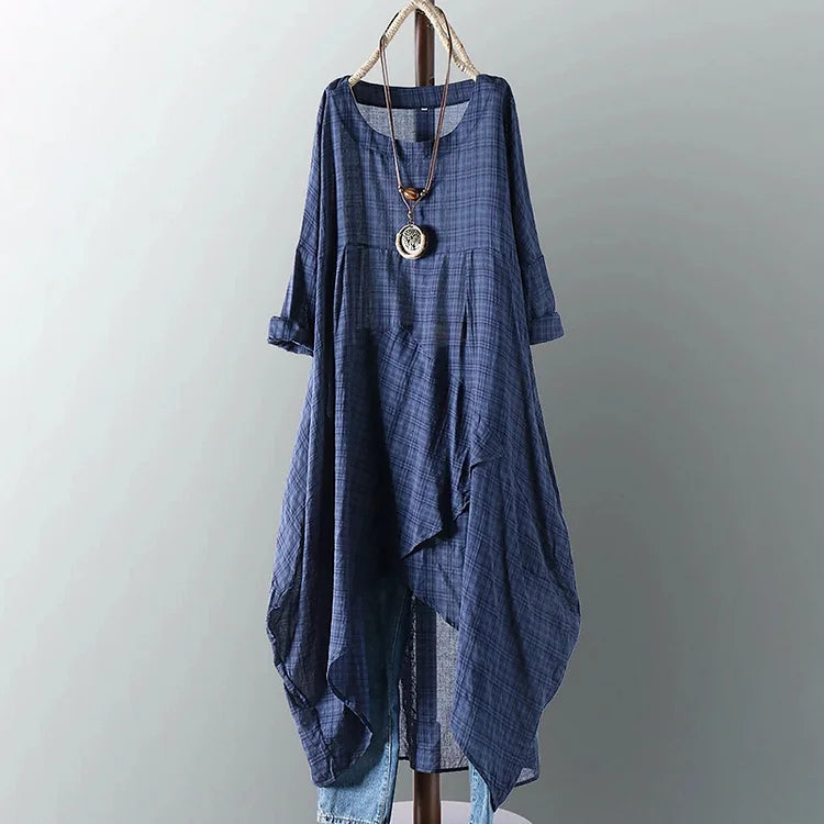 Pohodlné neformální šaty Midi v retro stylu s nepravidelným lemem