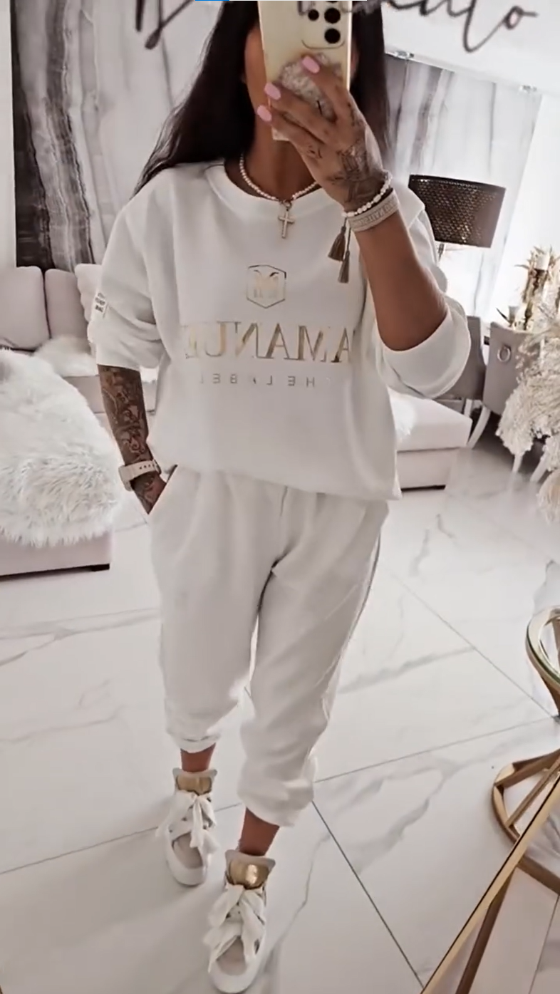 ⏳Časově omezená nabídka! ⏰Dámský ležérní set, potištěná halenka a kalhoty s širokými nohavicemi