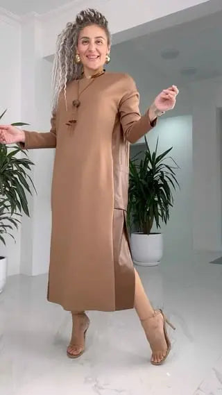 【S-5XL】 Kožené patchworkové podzimní a zimní šaty