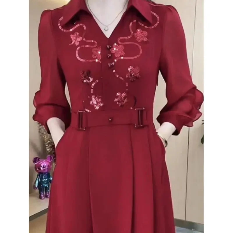 🔥👗【M-4XL】Nové vysoce kvalitní šifonové šaty s výstřihem do V