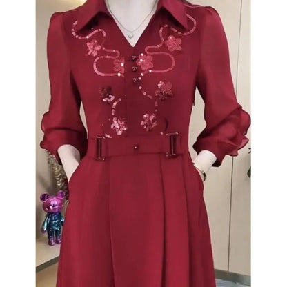 🔥👗【M-4XL】Nové vysoce kvalitní šifonové šaty s výstřihem do V