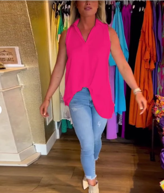 Elegantní plisovaná košile bez rukávů