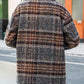🔥 Dámská kostkovaná podzimní a zimní bunda s klopou a dlouhým rukávem z čisté bavlny