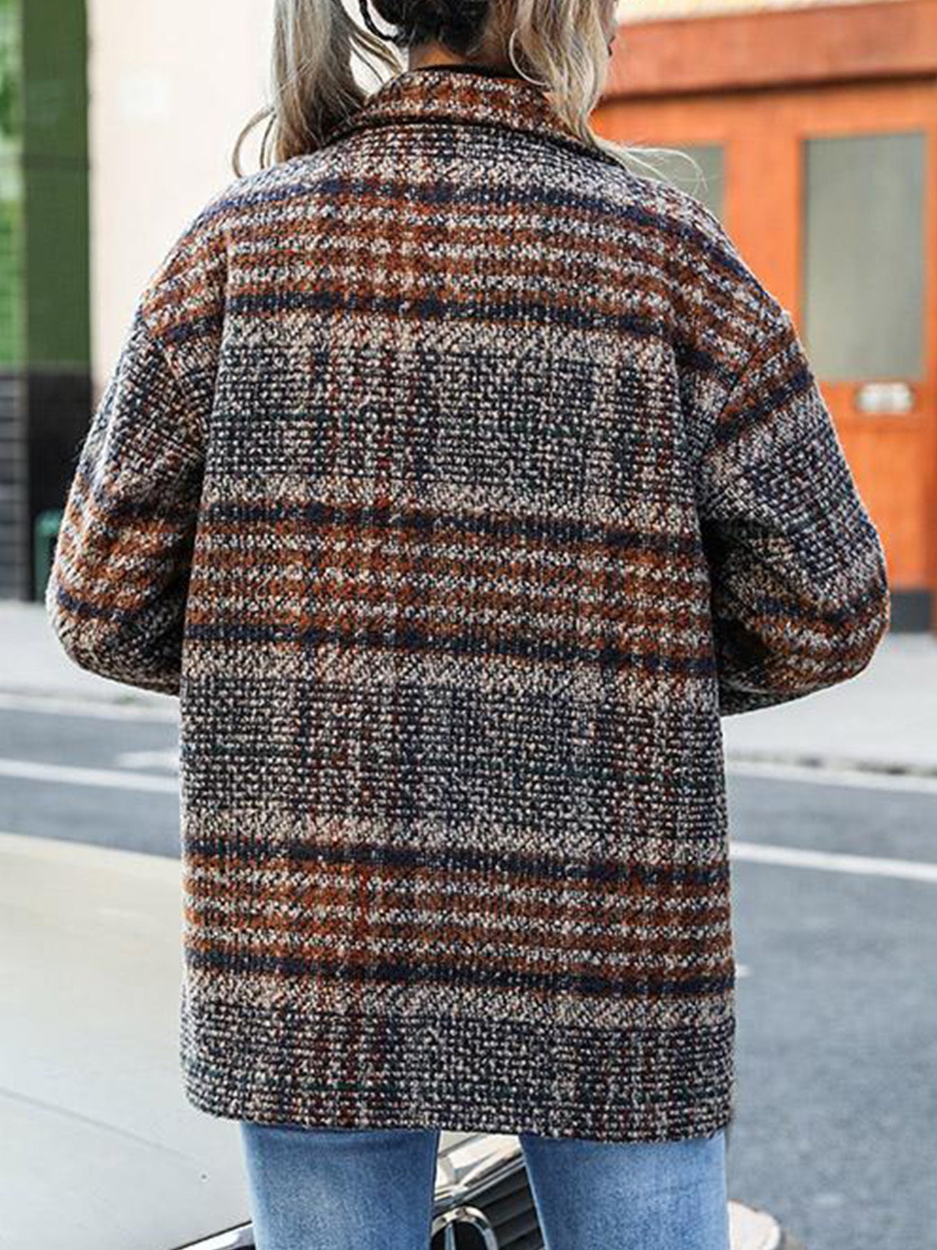🔥 Dámská kostkovaná podzimní a zimní bunda s klopou a dlouhým rukávem z čisté bavlny