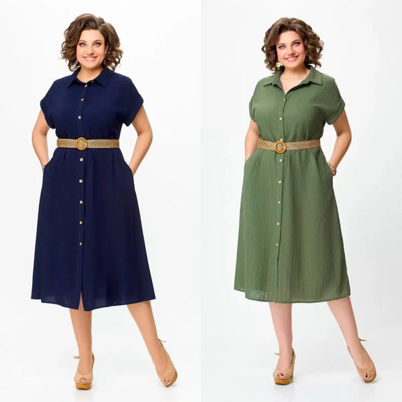 Pohodlné šaty s páskem