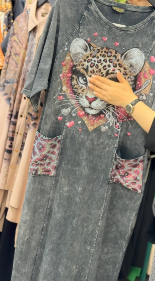 Retro volné a pohodlné letní dívčí šaty s potiskem