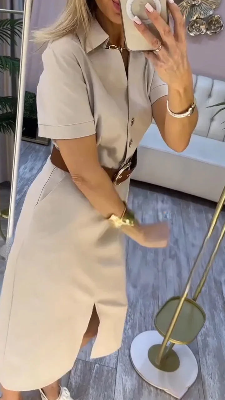 Dámské ležérní šaty s rozparkem na klopě