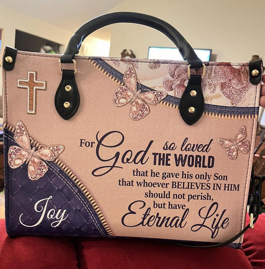 Buďte vděční a požehnání - Krásná personalizovaná kožená taška