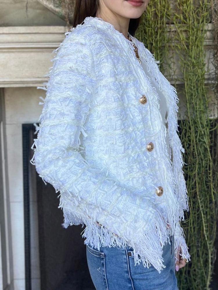 Dámský elegantní kardigan s střapcem