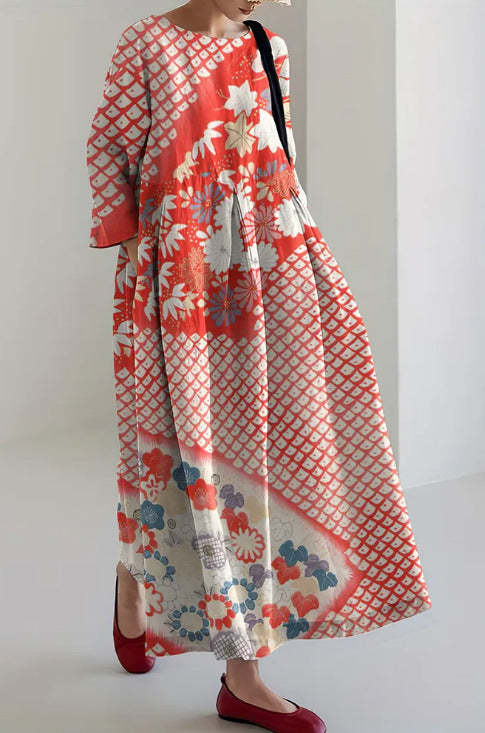 Elegantní dlouhá sukně ze směsi lnu s vyšívanou květinovou krajkou