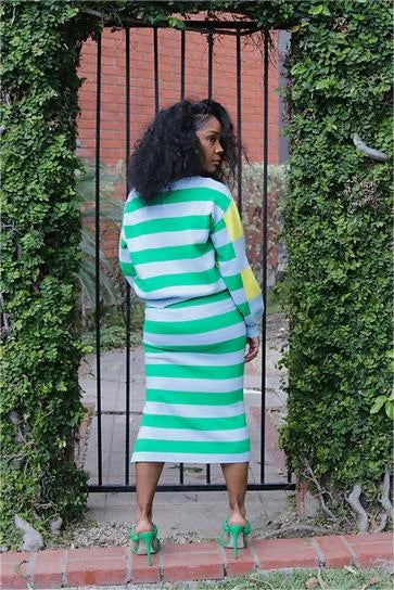 🔥Sukně s dlouhým rukávem a pruhovaným rozparkem🔥