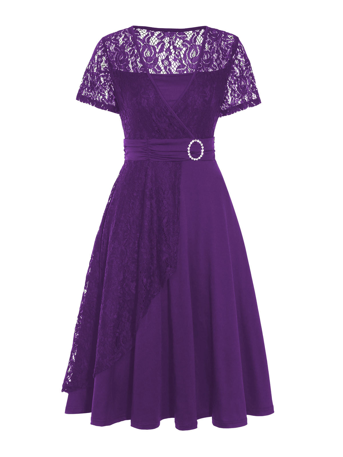 Elegantní dámské krajkové šaty s výstřihem do V