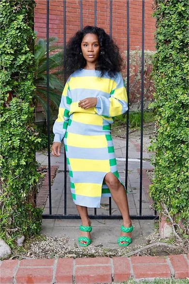 🔥Sukně s dlouhým rukávem a pruhovaným rozparkem🔥