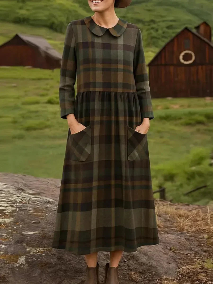 Dámské ležérní volné šaty s kostkovaným potiskem