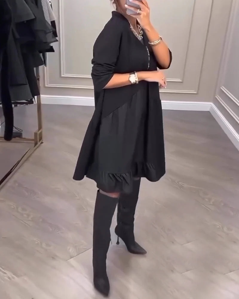 2024 nové šaty s dlouhým rukávem a výstřihem do V