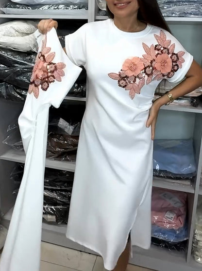 💖 Žhavý letní výprodej 50% SLEVA🌼Dámská květinová sukně s kulatým výstřihem a 3D potiskem