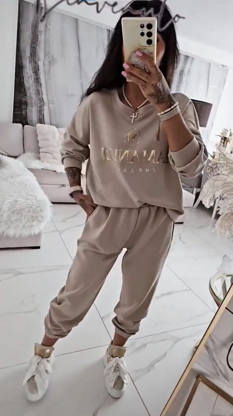 ⏳Časově omezená nabídka! ⏰Dámský ležérní set, potištěná halenka a kalhoty s širokými nohavicemi