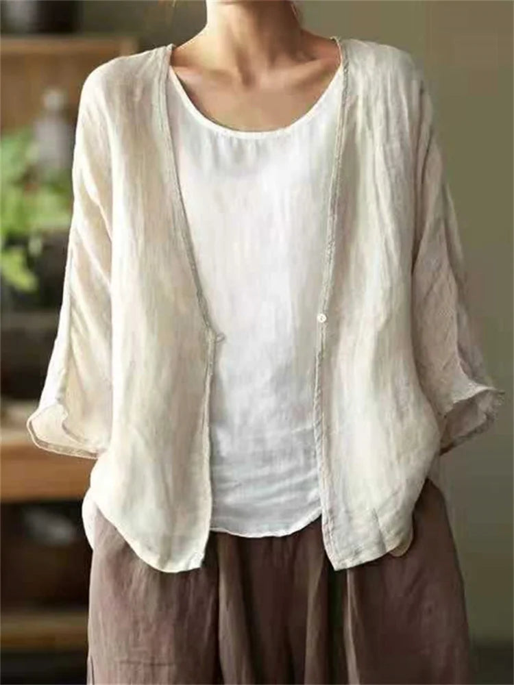 Cardigan de malha fluido e confortável em linha A grande