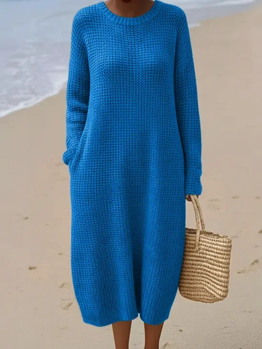 Dámské svetrové šaty s kulatým výstřihem