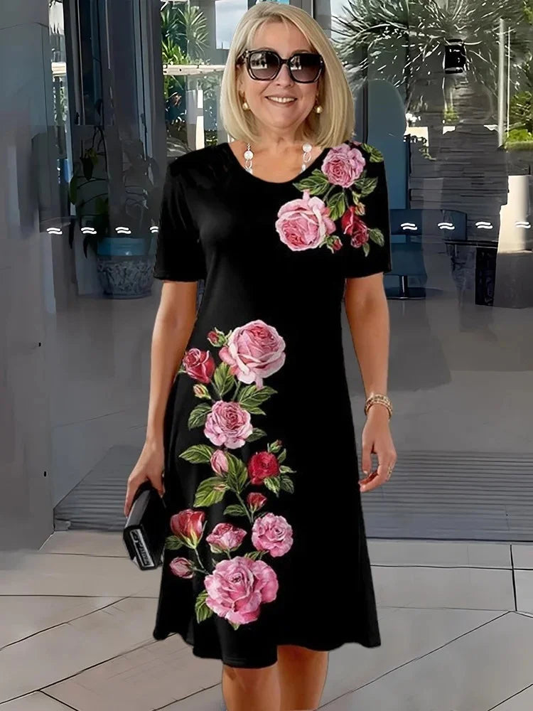 Oversized midi šaty s květinovým potiskem