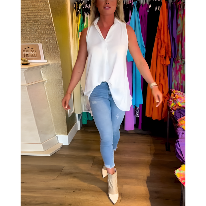 Elegantní plisovaná košile bez rukávů