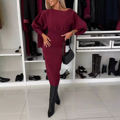 Dámské podzimní a zimní jednobarevné upnuté šaty