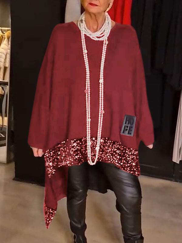 Dámský top s flitry a kulatým výstřihem