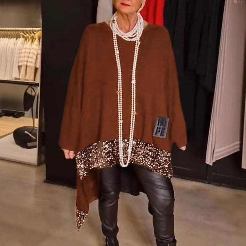 Dámský top s flitry a kulatým výstřihem