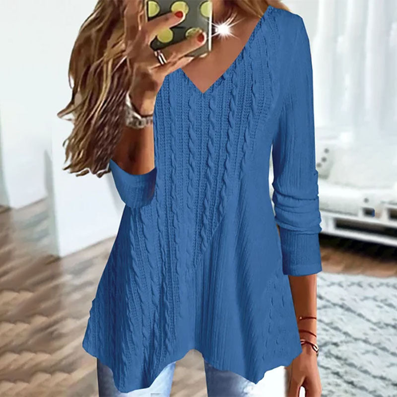 Groovy bílý obyčejný svetr s výstřihem