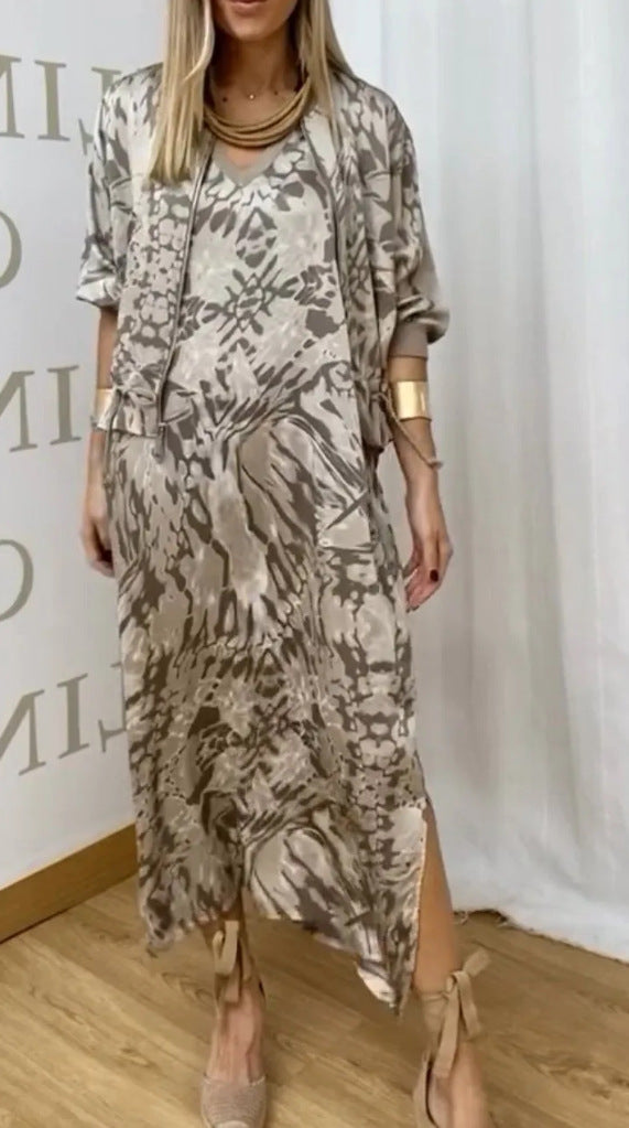 Dámské dvoudílné šaty pro ležérní vzory ze saténu