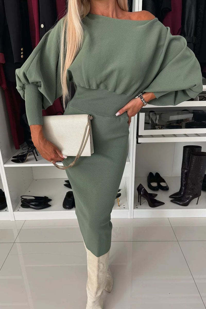 Dámské podzimní a zimní jednobarevné upnuté šaty