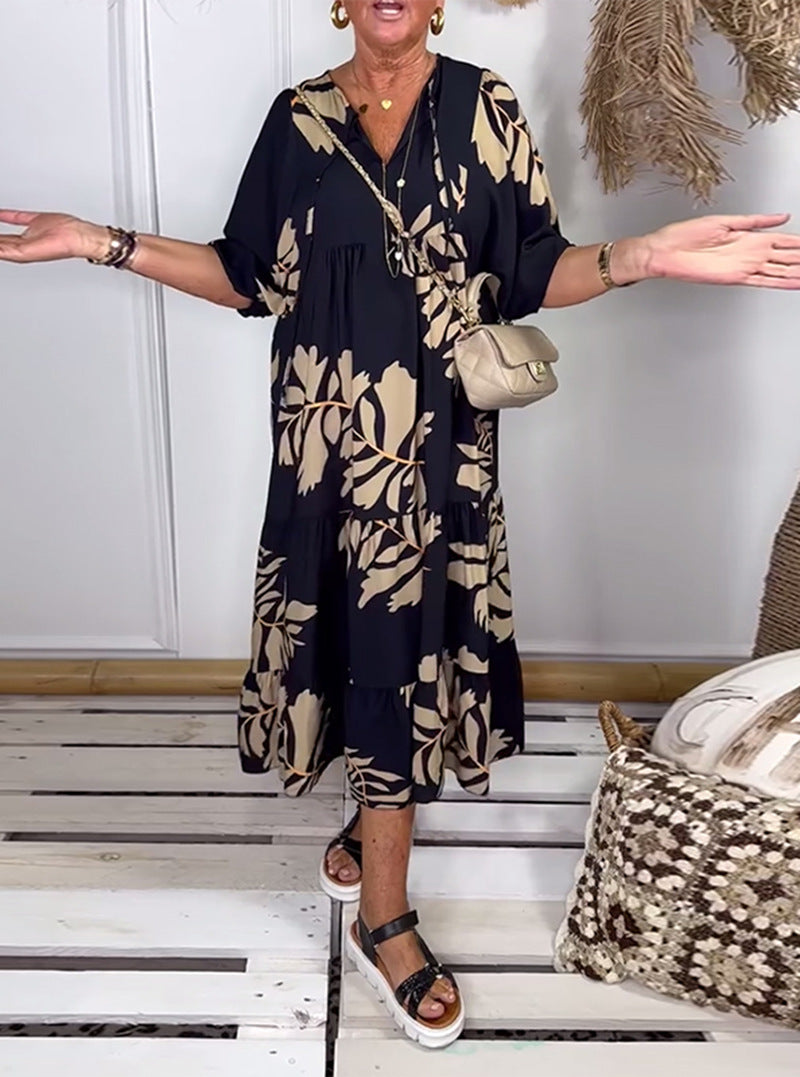 2025 nové jarní a letní šaty s výstřihem do V