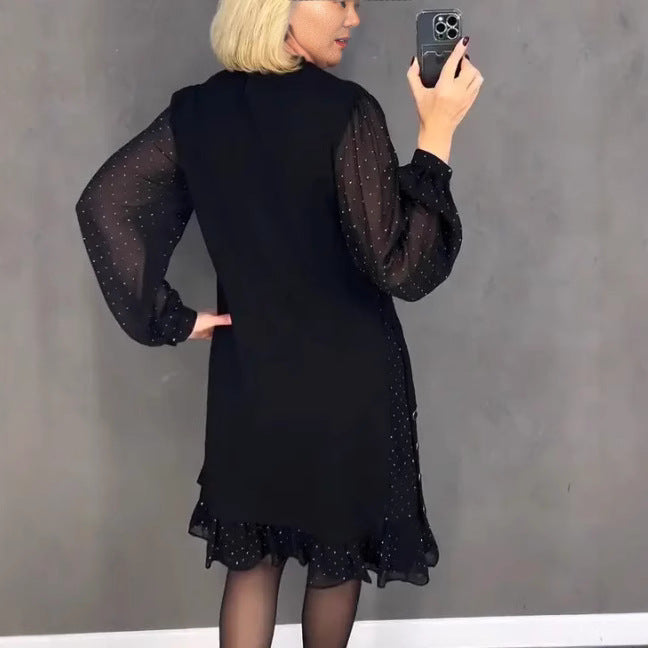 Dámské jednobarevné diamantové šaty s kulatým výstřihem