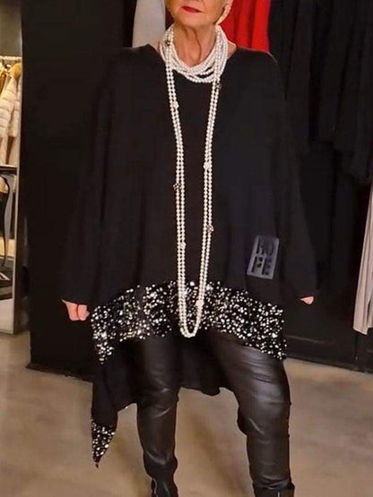 Dámský top s flitry a kulatým výstřihem