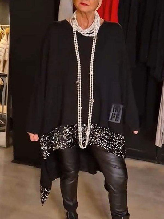 Dámský top s flitry a kulatým výstřihem