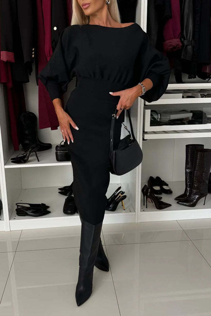 Dámské podzimní a zimní jednobarevné upnuté šaty