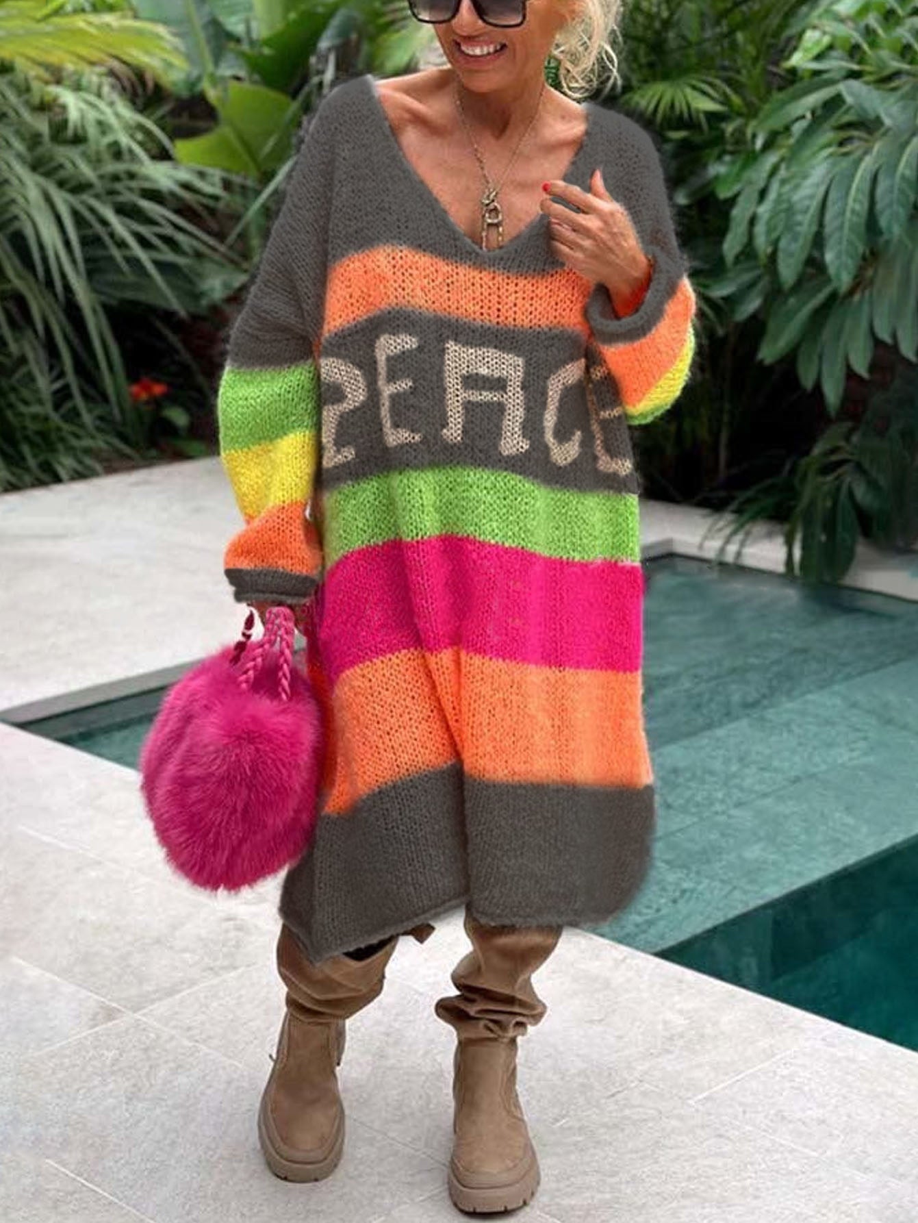 Pletený svetr Peace Rainbow