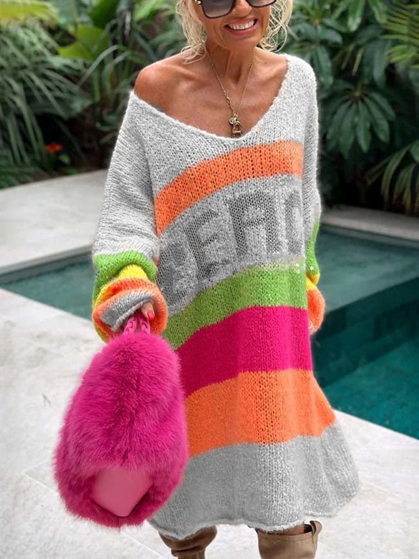 Pletený svetr Peace Rainbow