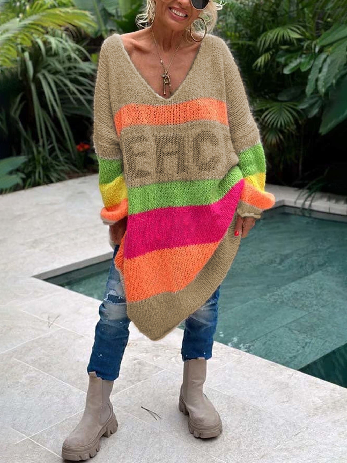 Pletený svetr Peace Rainbow