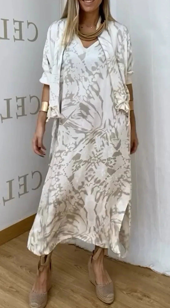 Dámské dvoudílné šaty pro ležérní vzory ze saténu